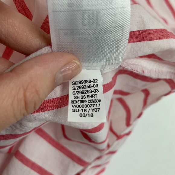 Gap Shirt Womens M Medium White Red Striped Short Sleeve Button Front Cotton - Picture 12 of 14